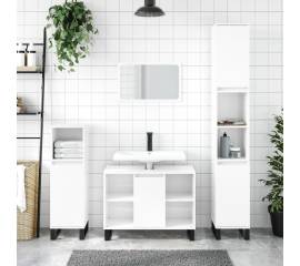 Dulap pentru baie, alb extralucios, 80x33x60 cm, lemn compozit