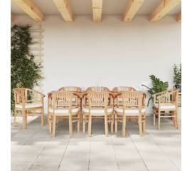 Set mobilier de grădină, 9 piese, lemn masiv de tec