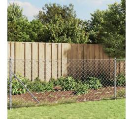 Gard plasă de sârmă cu țăruși de fixare, argintiu, 1,1x10 m