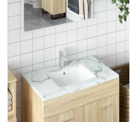 Chiuvetă de baie, alb, 46,5x35x18 cm, pătrată, ceramică
