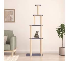 Ansamblu pisici cu stâlpi din funie sisal, gri închis, 183 cm