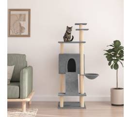 Ansamblu de pisici, stâlpi din funie sisal, gri deschis, 153 cm