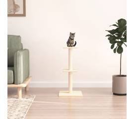 Ansamblu de pisici cu stâlpi din funie de sisal, crem, 73 cm
