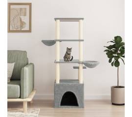 Ansamblu pisici, stâlpi din funie sisal, gri deschis, 147 cm