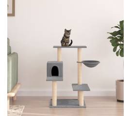 Ansamblu pisici, stâlpi din funie sisal, gri deschis, 82,5 cm
