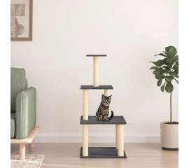 Ansamblu pisici, stâlpi din funie sisal, gri închis, 111 cm
