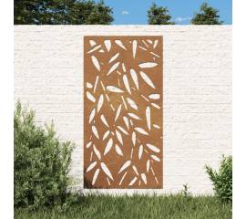 Decor de perete 105x55 cm design frunze bambus oțel corten