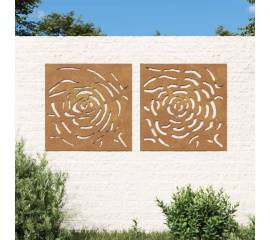 Decor de perete 2 buc. 55x55 cm model trandafiri oțel corten