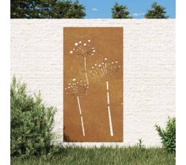 Decor perete de grădină 105x55 cm design flori oțel corten