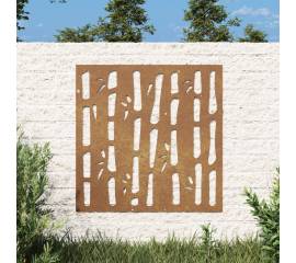 Decor perete de grădină 55x55 cm design bambus oțel corten
