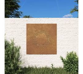 Decor perete de grădină 55x55 cm design soare oțel corten