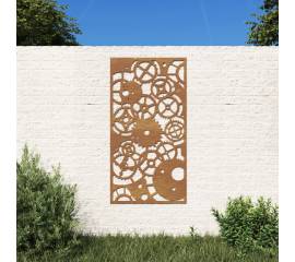 Decor perete grădină 105x55 cm design roți zimțare oțel corten