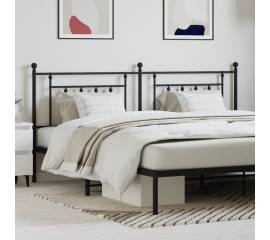 Tăblie de pat metalică, negru, 200 cm