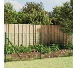 Gard plasă de sârmă cu bordură, verde, 0,8x25 m