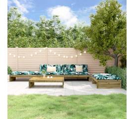 Set mobilier de grădină cu perne, 5 piese, lemn de pin tratat