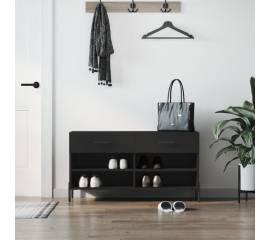 Bancă de pantofi, negru, 102x35x55 cm, lemn prelucrat