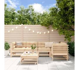 Set mobilier relaxare de grădină & perne 6 piese lemn masiv pin