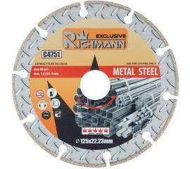 Disc diamantat segmentat, metal, taiere uscata, 125x1.4 mm, richmann exclusive
