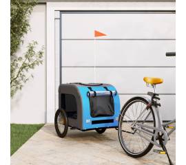 Remorcă bicicletă pentru câini albastru&gri textil oxford&fier