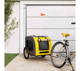 Remorcă bicicletă pentru câini galben&gri țesătură oxford&fier
