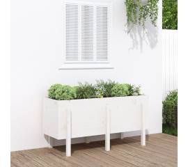 Strat înălțat de grădină, alb, 121x50x57 cm, lemn masiv de pin