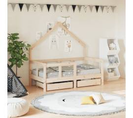 Cadru de pat cu sertare de copii, 70x140 cm, lemn masiv de pin