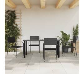 Set mobilier de grădină, 5 piese, negru, poliratan