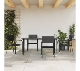 Set mobilier de grădină, 5 piese, negru, poliratan