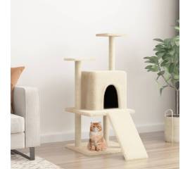 Ansamblu de pisici cu stâlpi din funie de sisal, crem, 110 cm