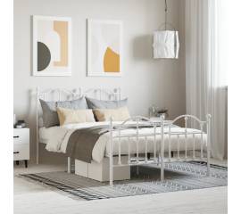 Cadru de pat metalic cu tăblie, alb, 120x200 cm