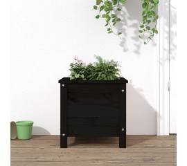 Jardinieră de grădină, negru, 40x40x39 cm, lemn masiv pin