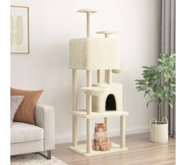 Ansamblu de pisici cu stâlpi din funie de sisal, crem, 180 cm