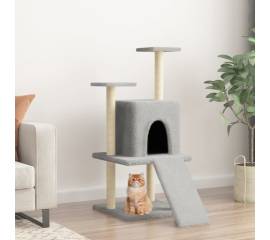 Ansamblu pisici, stâlpi din funie sisal, gri deschis, 110 cm