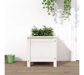Jardinieră de grădină, alb, 40x40x39 cm, lemn masiv de pin