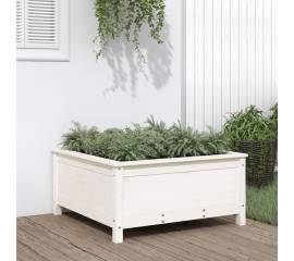 Jardinieră de grădină, alb, 82,5x82,5x39 cm, lemn masiv de pin