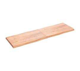 Blat masă, maro, 200x60x6 cm, lemn stejar tratat contur natural