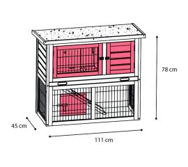 Flamingo cușcă pentru iepuri "loft urban", 111x45x78 cm