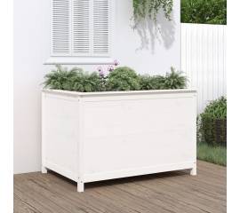Strat înălțat de grădină, alb, 119,5x82,5x78 cm, lemn masiv pin