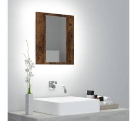 Dulap cu oglindă de baie led, stejar fumuriu, 40x12x45 cm, lemn