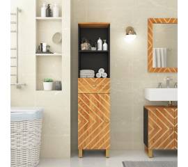 Dulap de baie, maro și negru, 38x33,5x160 cm, lemn masiv mango