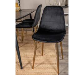 Venture home scaune de sufragerie polar, 2 buc., negru/alamă, catifea