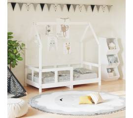 Cadru de pat pentru copii, alb, 70x140 cm, lemn masiv de pin
