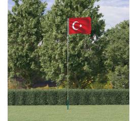 Steag turcia și stâlp din aluminiu, 5,55 m
