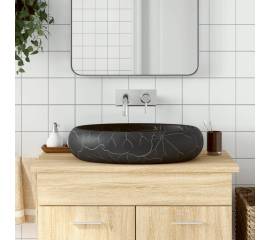 Lavoar de blat, negru, 59x40x15 cm, ceramică, oval