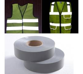 Banda reflectorizanta textila pentru imbracaminte de protectie, dimensiune 100m x 5cm, culoare Gri