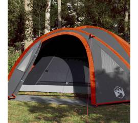 Cort camping 4 persoane gri/portocaliu 300x250x132cm tafta 185t