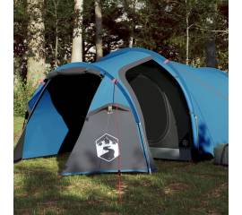 Cort de camping 4 persoane albastru, 360x135x105 cm, tafta 185t