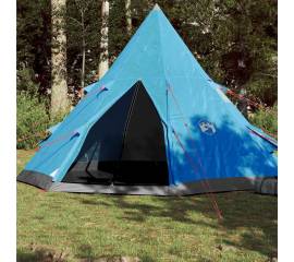 Cort de camping 4 persoane albastru, 367x367x259 cm, tafta 185t