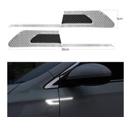 Set 2 stickere reflectorizante BUMERANG cu insertie Carbon 5D, culoare Argintiu