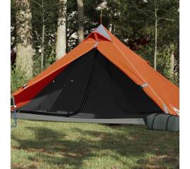 Cort camping 1 persoane gri/portocaliu 255x153x130cm tafta 185t